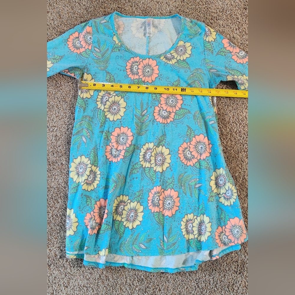 Lularoe XXS Extra Extra Small Floral Blue  Tunic Shirt
